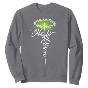 He Is Risen Sweatshirt Cross Jesus Religious Easter TS10 Charcoal Print Your Wear