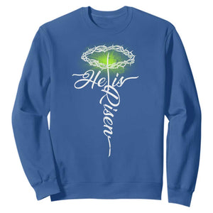 He Is Risen Sweatshirt Cross Jesus Religious Easter TS10 Royal Blue Print Your Wear