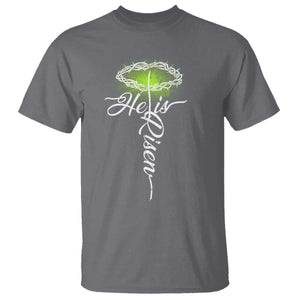 He Is Risen T Shirt Cross Jesus Religious Easter TS10 Charcoal Print Your Wear