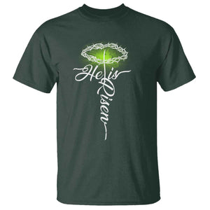 He Is Risen T Shirt Cross Jesus Religious Easter TS10 Dark Forest Green Print Your Wear
