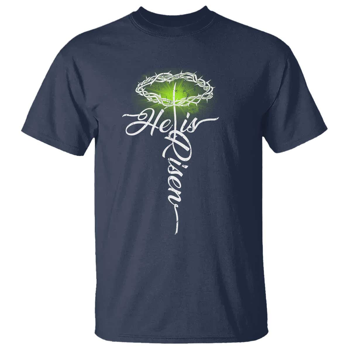 He Is Risen T Shirt Cross Jesus Religious Easter TS10 Navy Print Your Wear