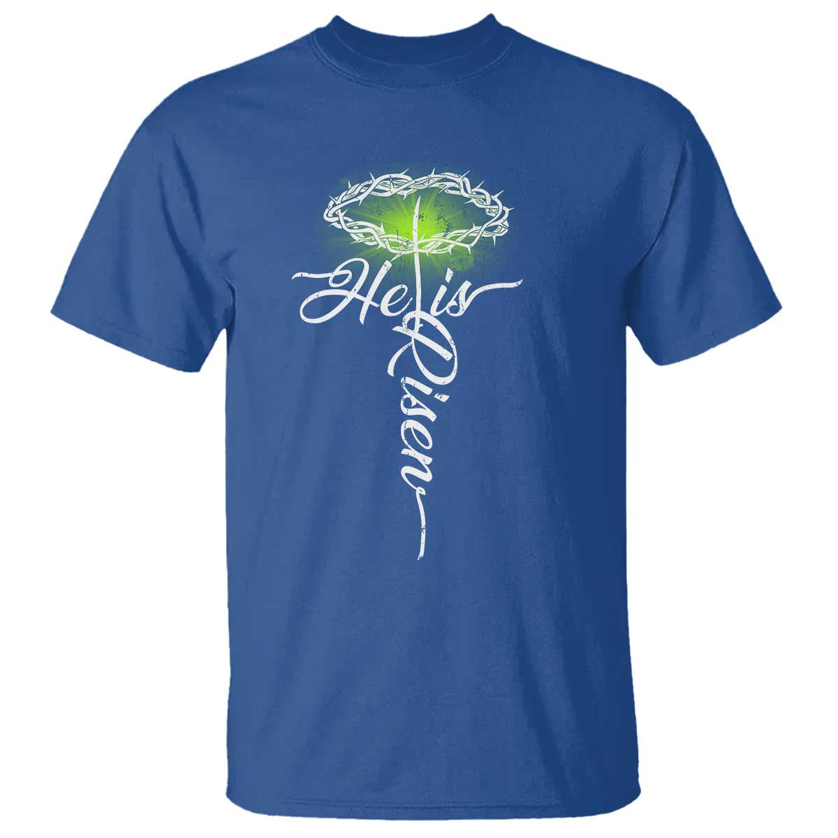 He Is Risen T Shirt Cross Jesus Religious Easter TS10 Royal Blue Print Your Wear