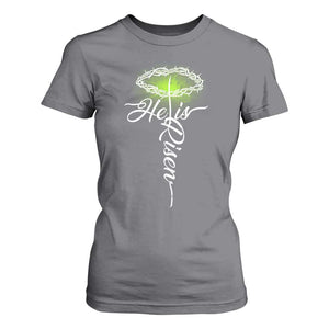 He Is Risen T Shirt For Women Cross Jesus Religious Easter TS10 Charcoal Print Your Wear
