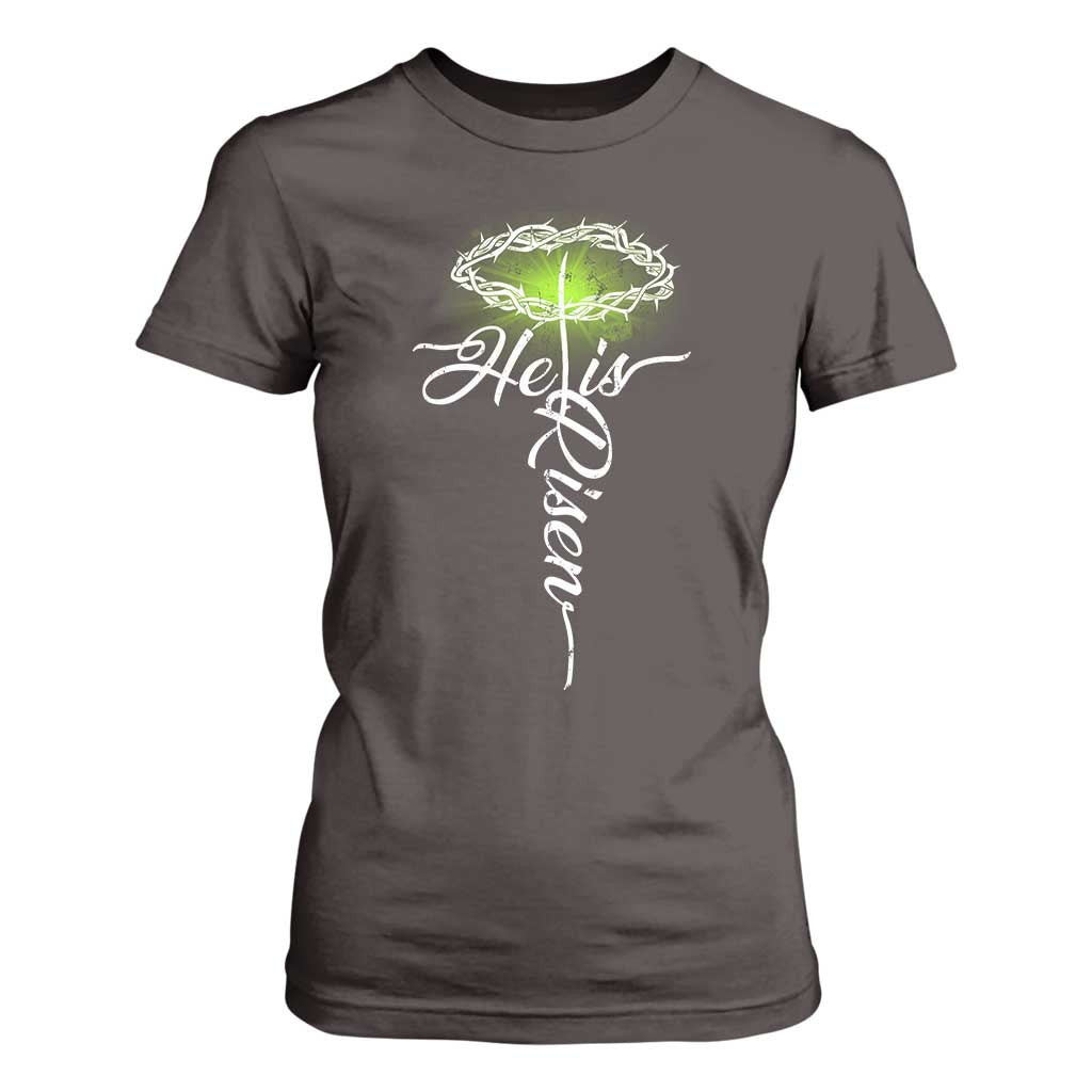 He Is Risen T Shirt For Women Cross Jesus Religious Easter TS10 Dark Chocolate Print Your Wear