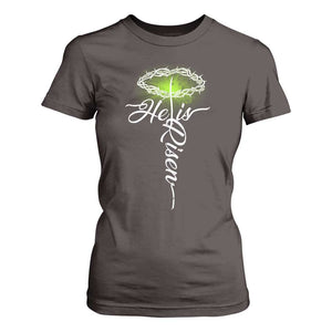 He Is Risen T Shirt For Women Cross Jesus Religious Easter TS10 Dark Chocolate Print Your Wear