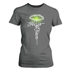 He Is Risen T Shirt For Women Cross Jesus Religious Easter TS10 Dark Heather Print Your Wear