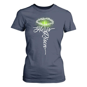 He Is Risen T Shirt For Women Cross Jesus Religious Easter TS10 Navy Print Your Wear