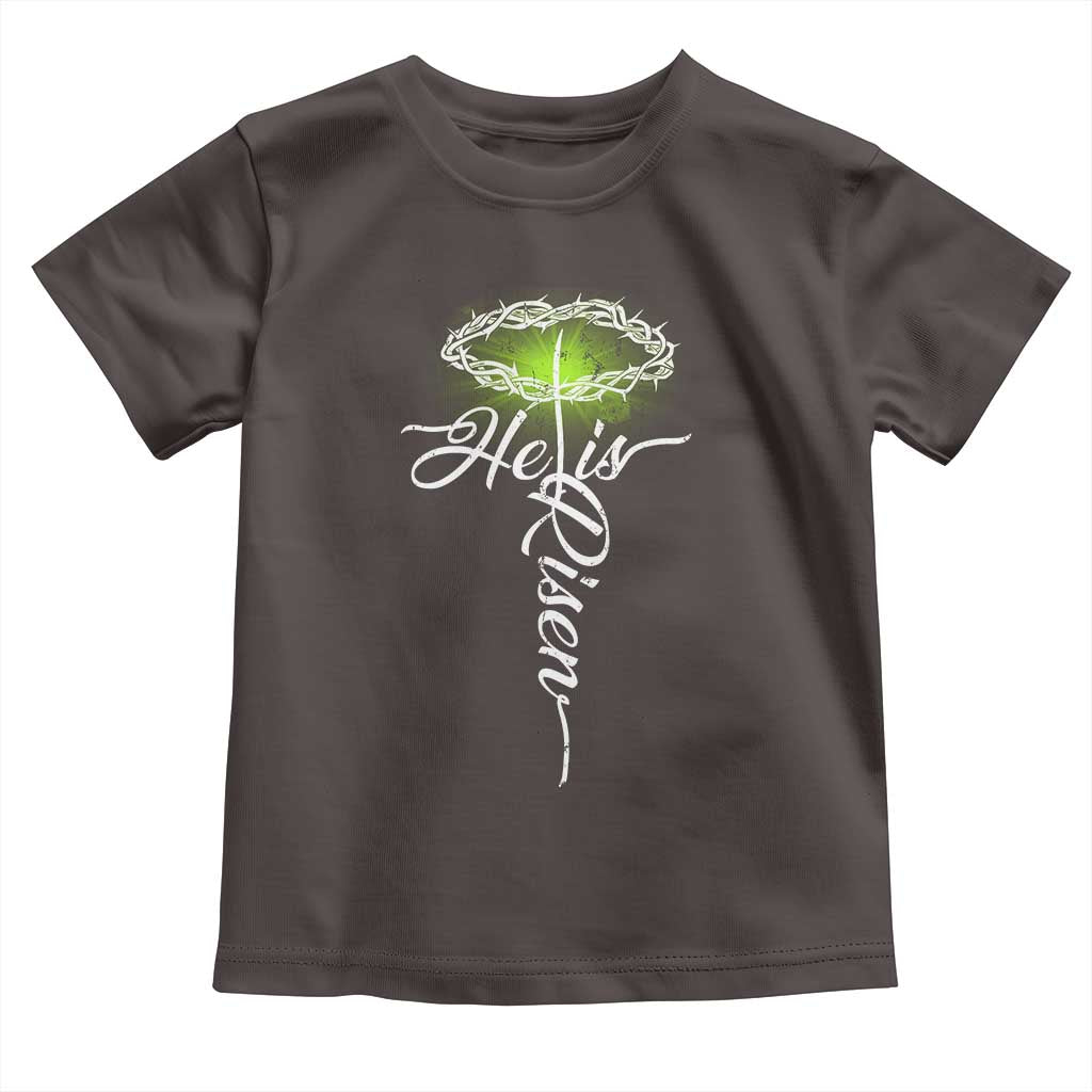 He Is Risen Toddler T Shirt Cross Jesus Religious Easter TS10 Dark Chocolate Print Your Wear