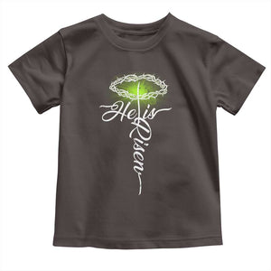 He Is Risen Toddler T Shirt Cross Jesus Religious Easter TS10 Dark Chocolate Print Your Wear