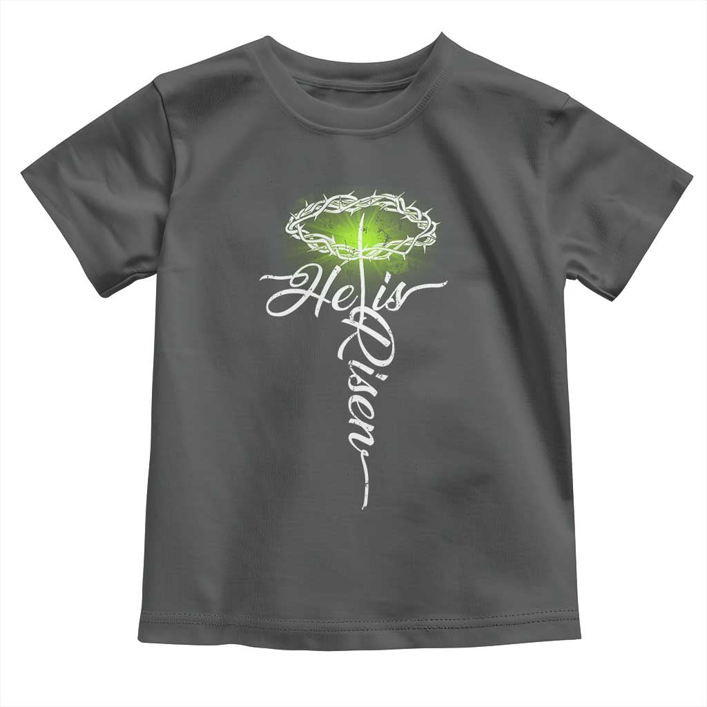 He Is Risen Toddler T Shirt Cross Jesus Religious Easter TS10 Dark Heather Print Your Wear