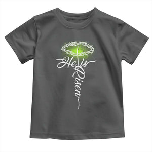 He Is Risen Toddler T Shirt Cross Jesus Religious Easter TS10 Dark Heather Print Your Wear