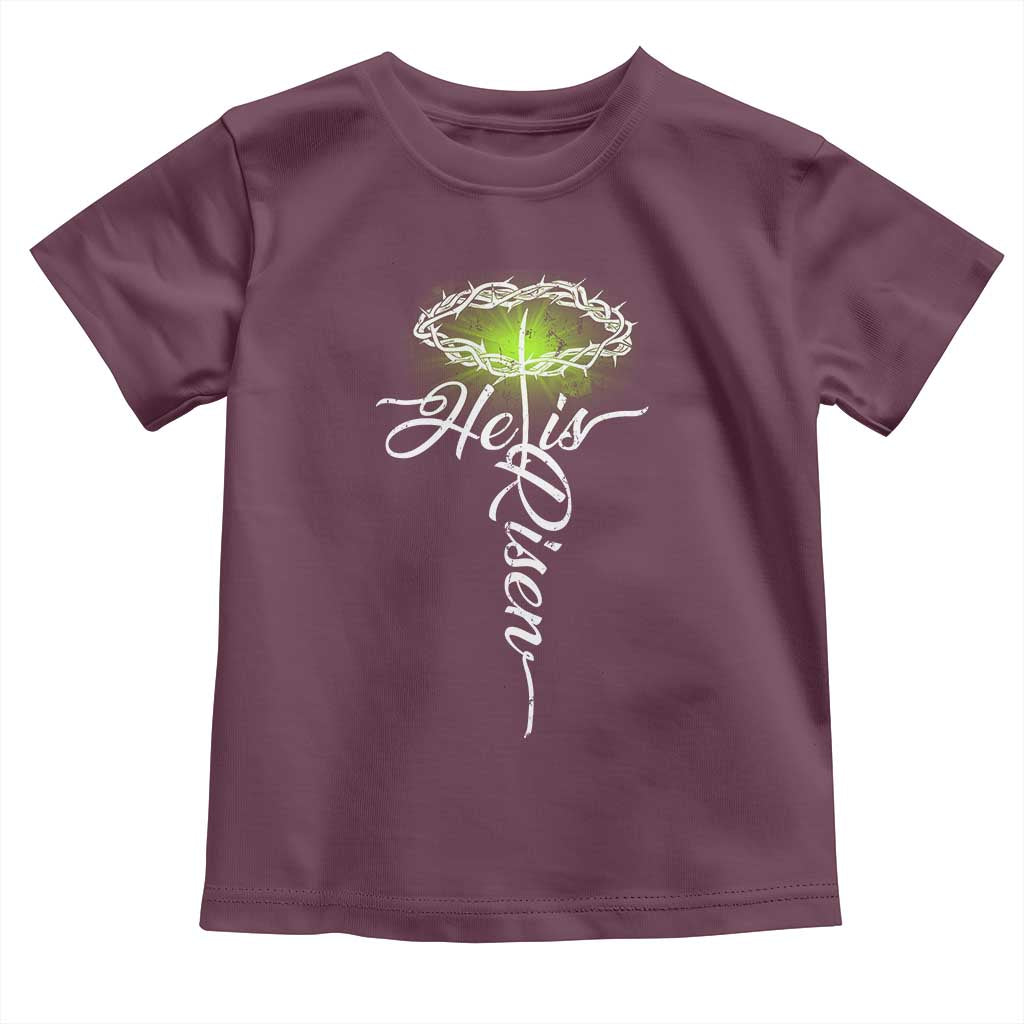 He Is Risen Toddler T Shirt Cross Jesus Religious Easter TS10 Maroon Print Your Wear