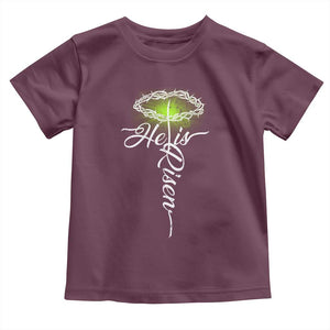 He Is Risen Toddler T Shirt Cross Jesus Religious Easter TS10 Maroon Print Your Wear