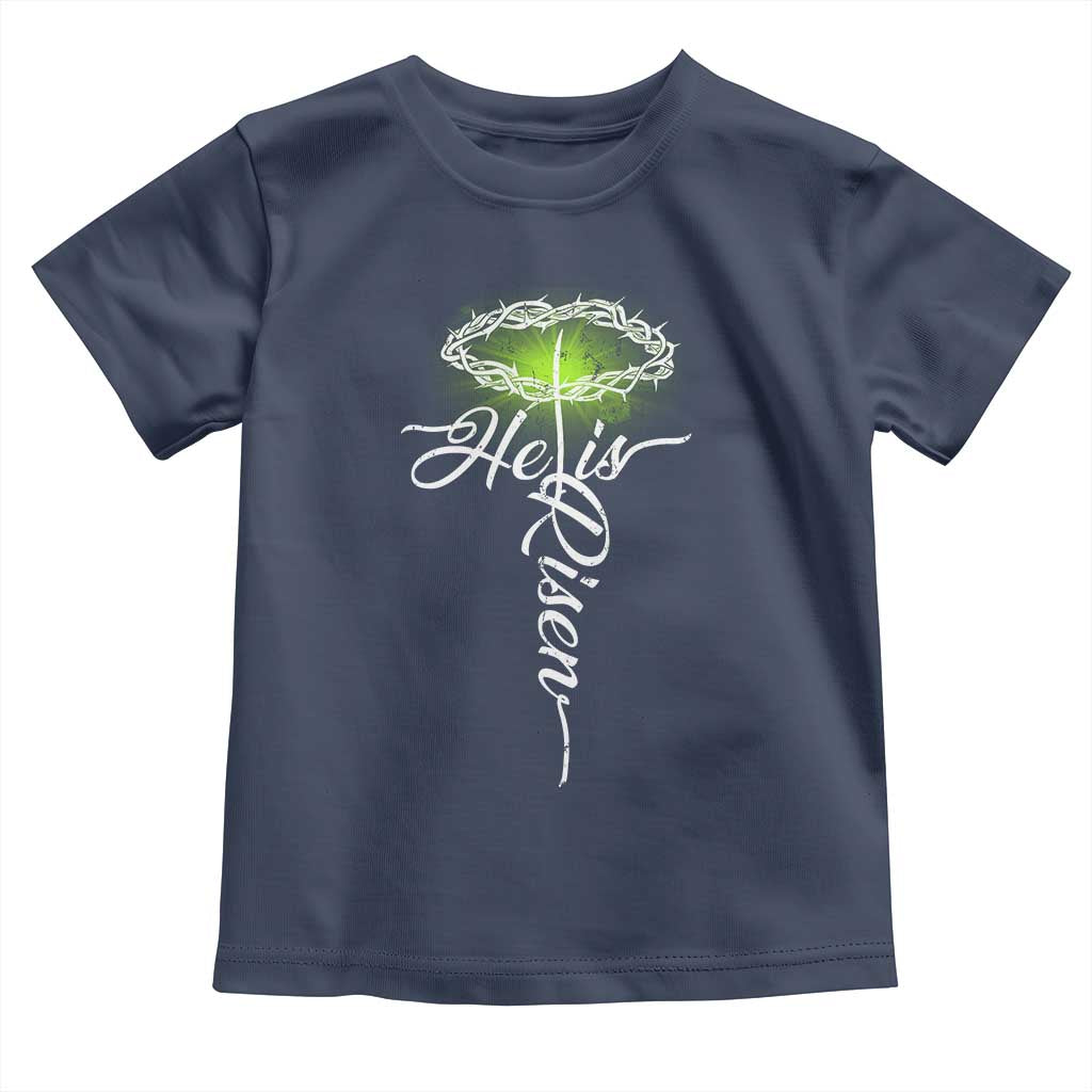 He Is Risen Toddler T Shirt Cross Jesus Religious Easter TS10 Navy Print Your Wear