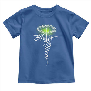 He Is Risen Toddler T Shirt Cross Jesus Religious Easter TS10 Royal Blue Print Your Wear