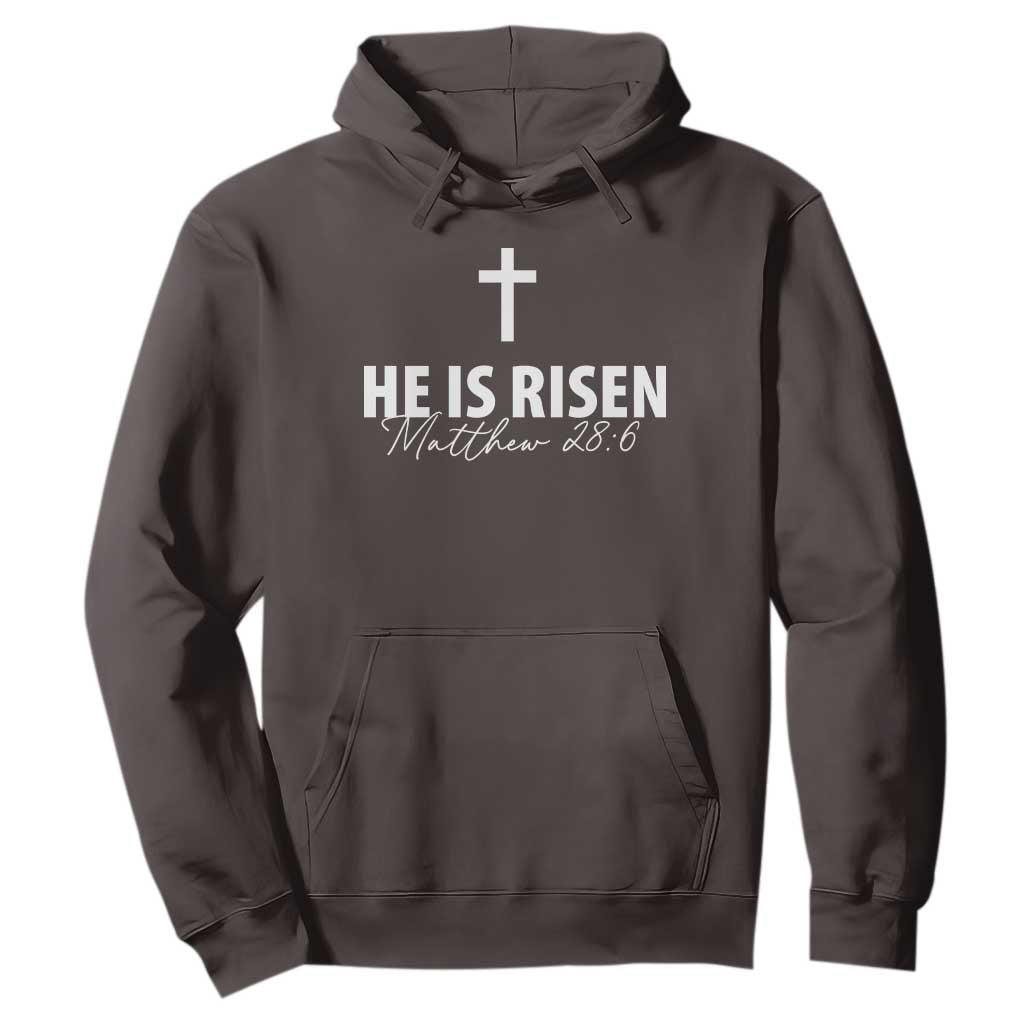 He Is Risen Hoodie Cross Christian Minimal Religious Easter Day TS10 Dark Chocolate Print Your Wear
