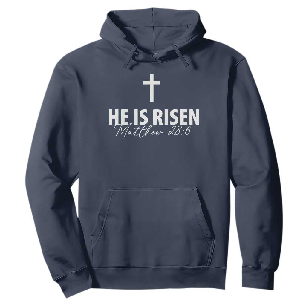 He Is Risen Hoodie Cross Christian Minimal Religious Easter Day TS10 Navy Print Your Wear
