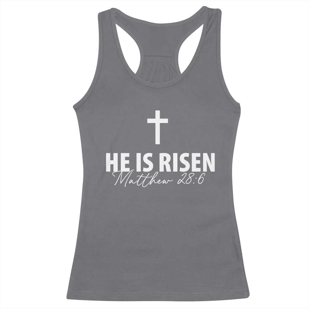 He Is Risen Racerback Tank Top Cross Christian Minimal Religious Easter Day TS10 Charcoal Print Your Wear