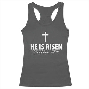 He Is Risen Racerback Tank Top Cross Christian Minimal Religious Easter Day TS10 Dark Heather Print Your Wear