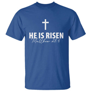 He Is Risen T Shirt Cross Christian Minimal Religious Easter Day TS10 Royal Blue Print Your Wear