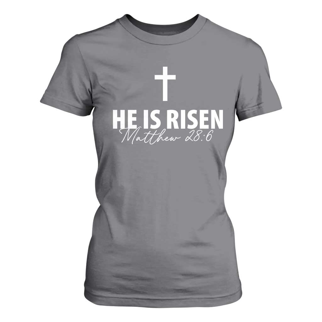 He Is Risen T Shirt For Women Cross Christian Minimal Religious Easter Day TS10 Charcoal Print Your Wear