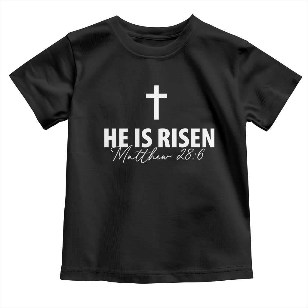 He Is Risen Toddler T Shirt Cross Christian Minimal Religious Easter Day TS10 Black Print Your Wear
