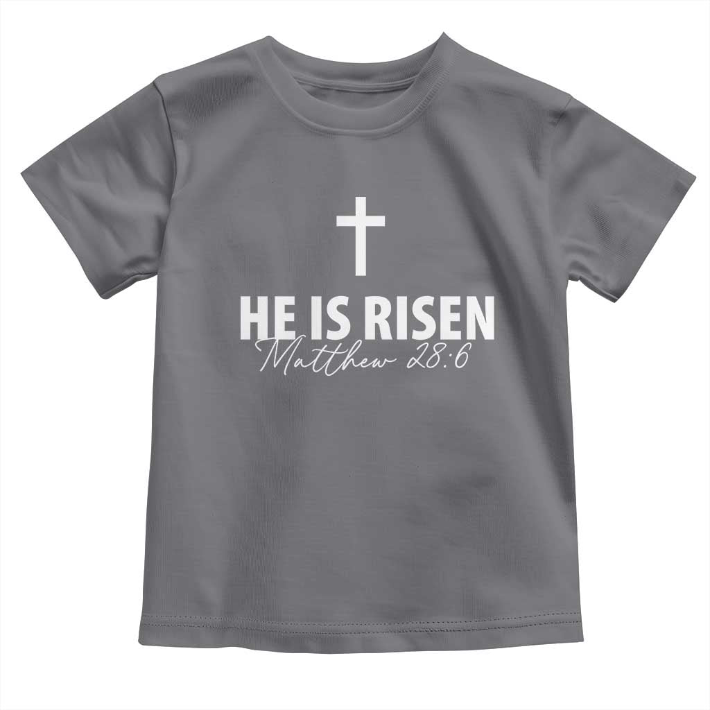 He Is Risen Toddler T Shirt Cross Christian Minimal Religious Easter Day TS10 Charcoal Print Your Wear