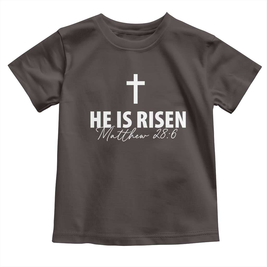 He Is Risen Toddler T Shirt Cross Christian Minimal Religious Easter Day TS10 Dark Chocolate Print Your Wear