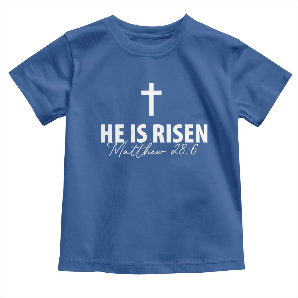 He Is Risen Toddler T Shirt Cross Christian Minimal Religious Easter Day TS10 Royal Blue Print Your Wear