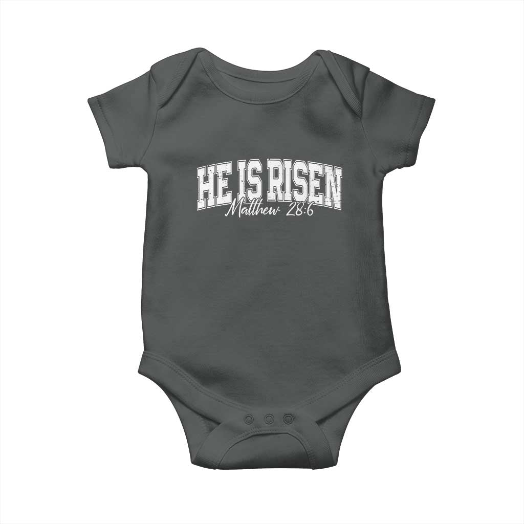 He Is Risen Baby Onesie Easter Day Christian Jesus Religious Gift TS10 Dark Heather Print Your Wear