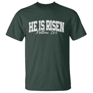 He Is Risen T Shirt Easter Day Christian Jesus Religious Gift TS10 Dark Forest Green Print Your Wear