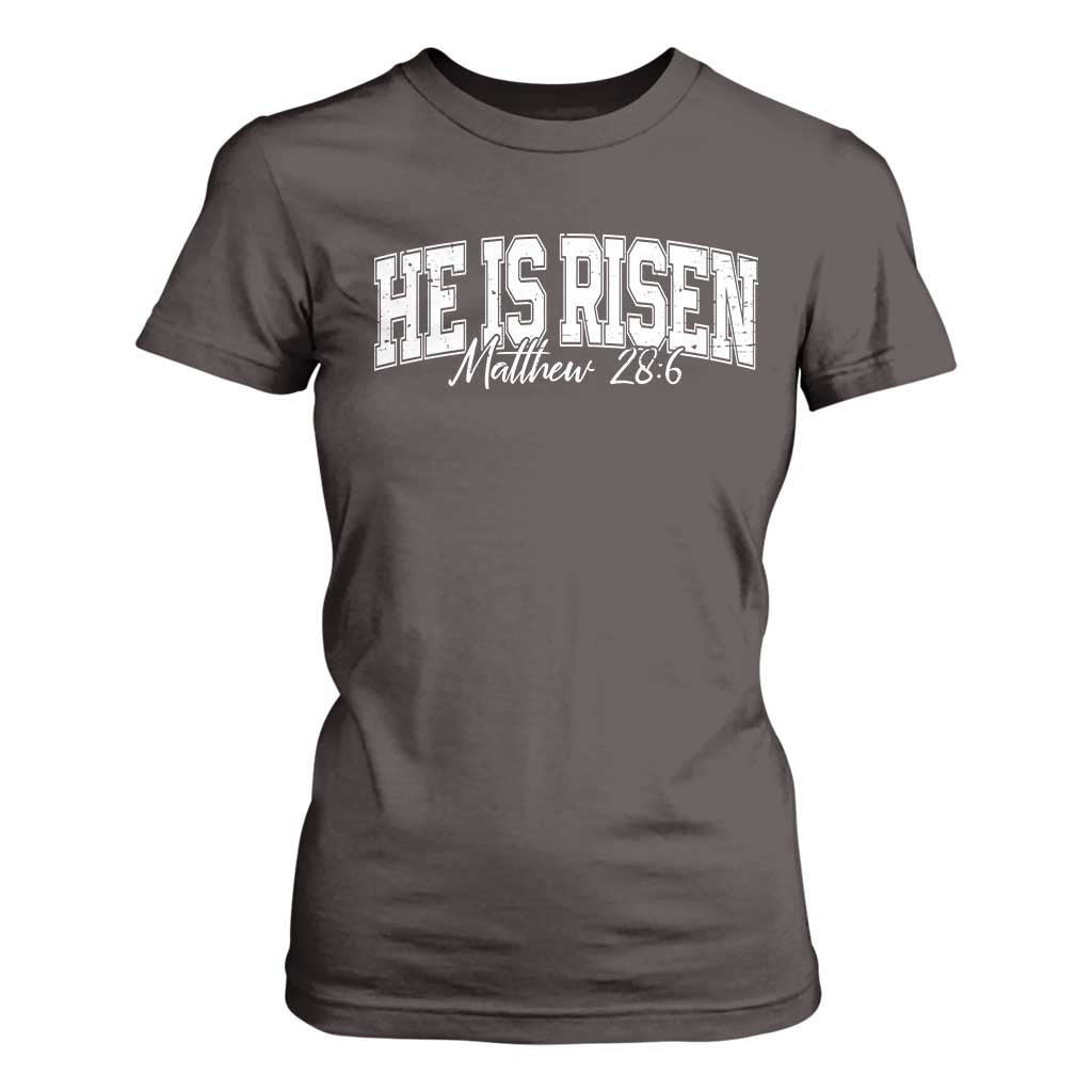 He Is Risen T Shirt For Women Easter Day Christian Jesus Religious Gift TS10 Dark Chocolate Print Your Wear