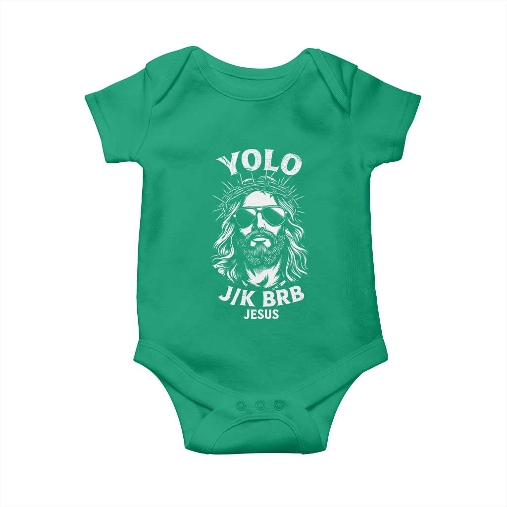 Yolo Jk BRB Jesus Baby Onesie Funny Easter Ressurection Christians TS10 Irish Green Print Your Wear
