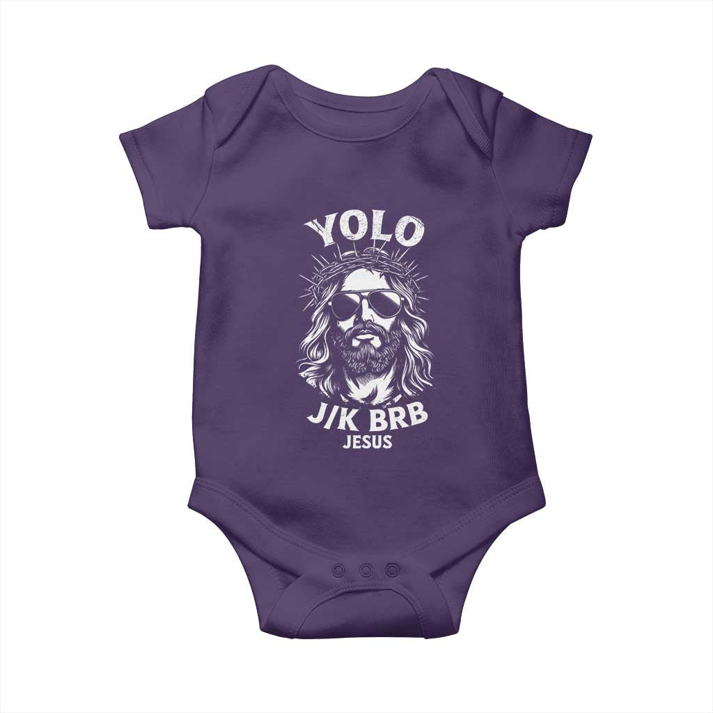 Yolo Jk BRB Jesus Baby Onesie Funny Easter Ressurection Christians TS10 Purple Print Your Wear
