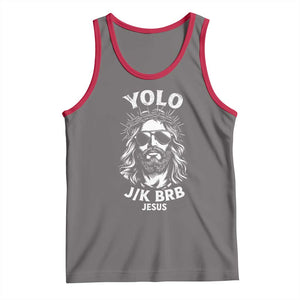 Yolo Jk BRB Jesus Tank Top Funny Easter Ressurection Christians TS10 Deep Heather Red Print Your Wear