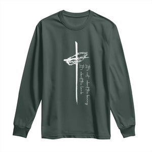 Easter Cross Long Sleeve Shirt Its Not About The Bunny About Lamb TS10 Dark Forest Green Print Your Wear