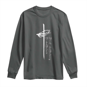 Easter Cross Long Sleeve Shirt Its Not About The Bunny About Lamb TS10 Dark Heather Print Your Wear