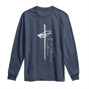 Easter Cross Long Sleeve Shirt Its Not About The Bunny About Lamb TS10 Navy Print Your Wear