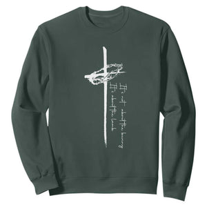 Easter Cross Sweatshirt Its Not About The Bunny About Lamb TS10 Dark Forest Green Print Your Wear