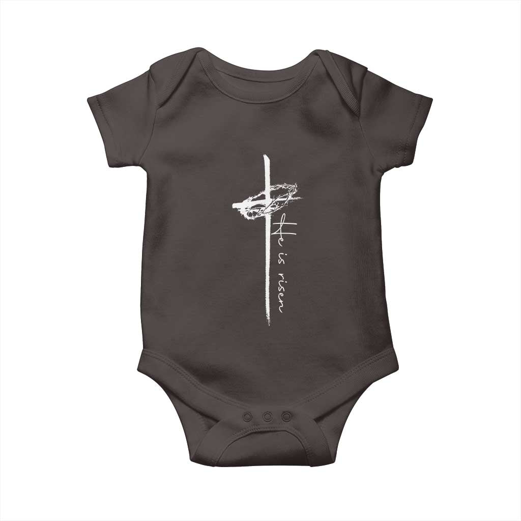 Easter Cross He Is Risen Jesus Christian Baby Onesie TS10 Dark Chocolate Print Your Wear