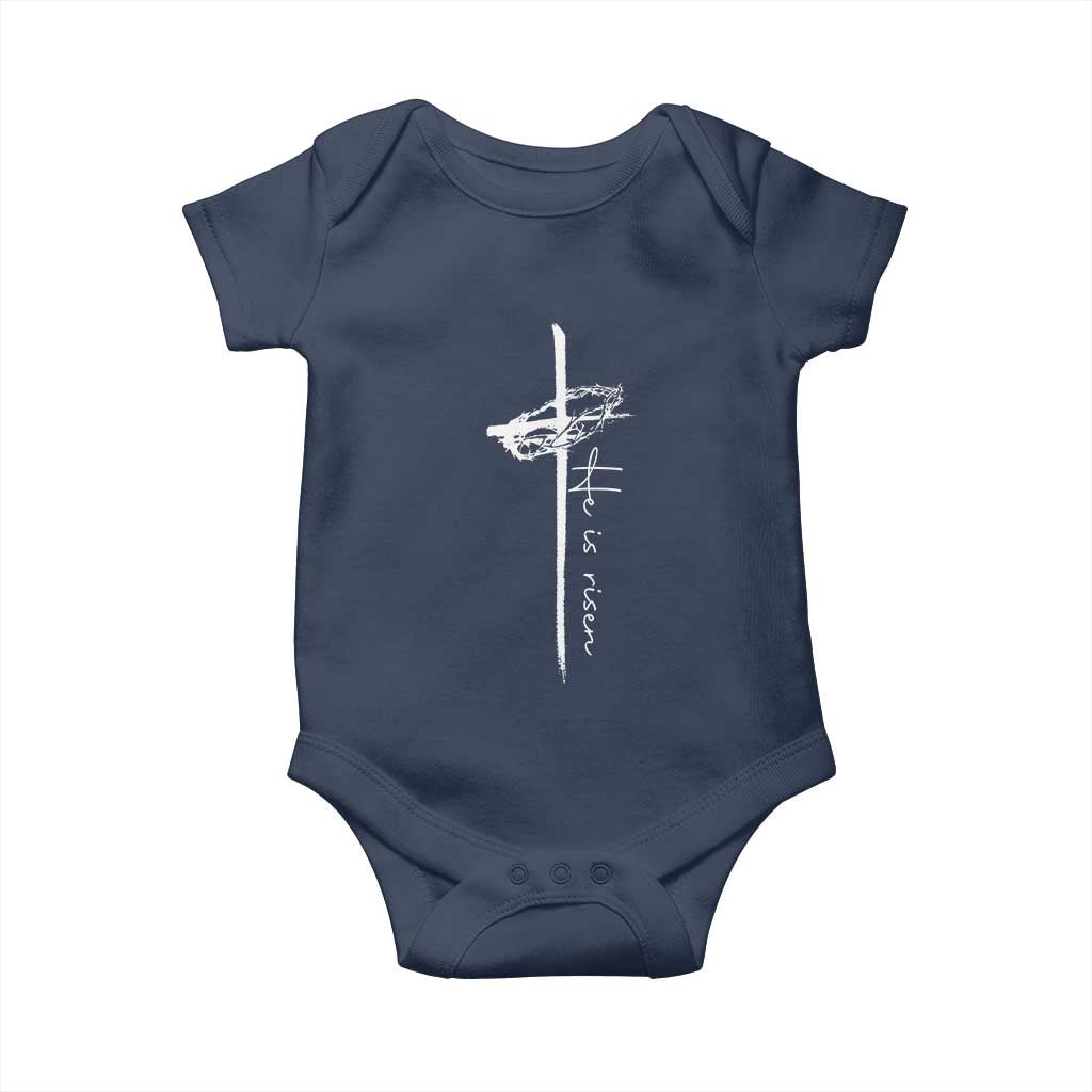 Easter Cross He Is Risen Jesus Christian Baby Onesie TS10 Navy Print Your Wear