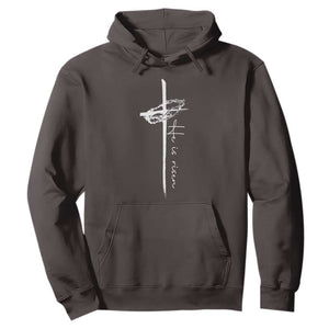 Easter Cross He Is Risen Jesus Christian Hoodie TS10 Dark Chocolate Print Your Wear