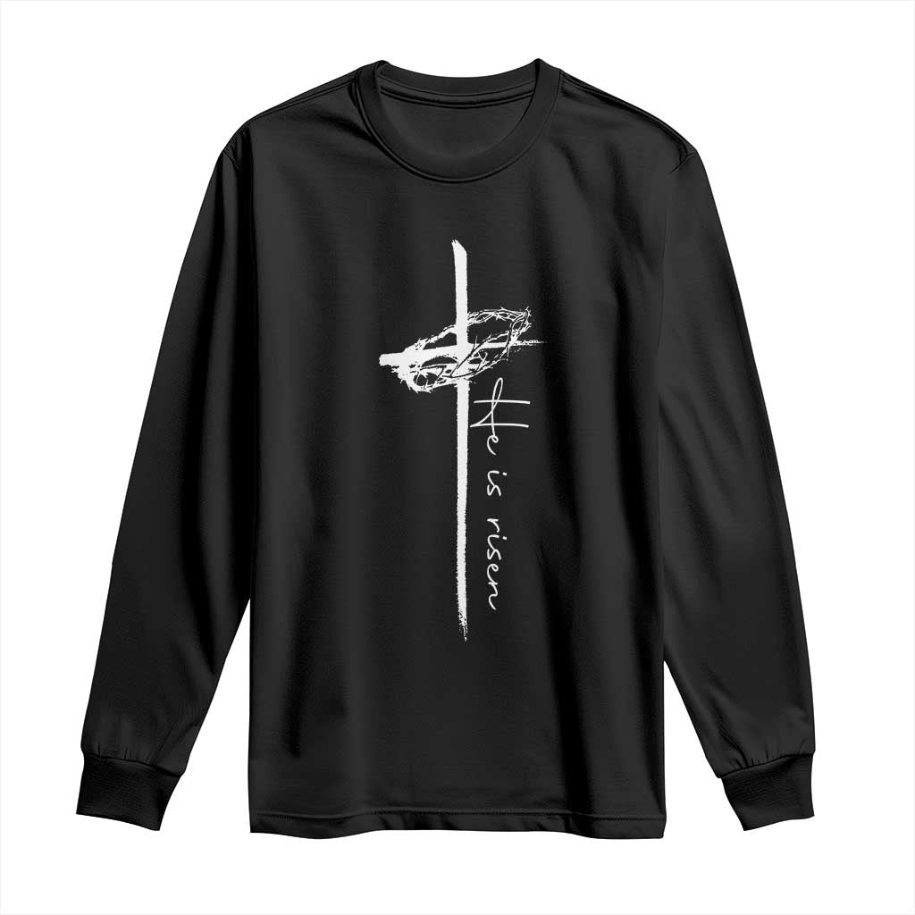 Easter Cross He Is Risen Jesus Christian Long Sleeve Shirt TS10 Black Print Your Wear