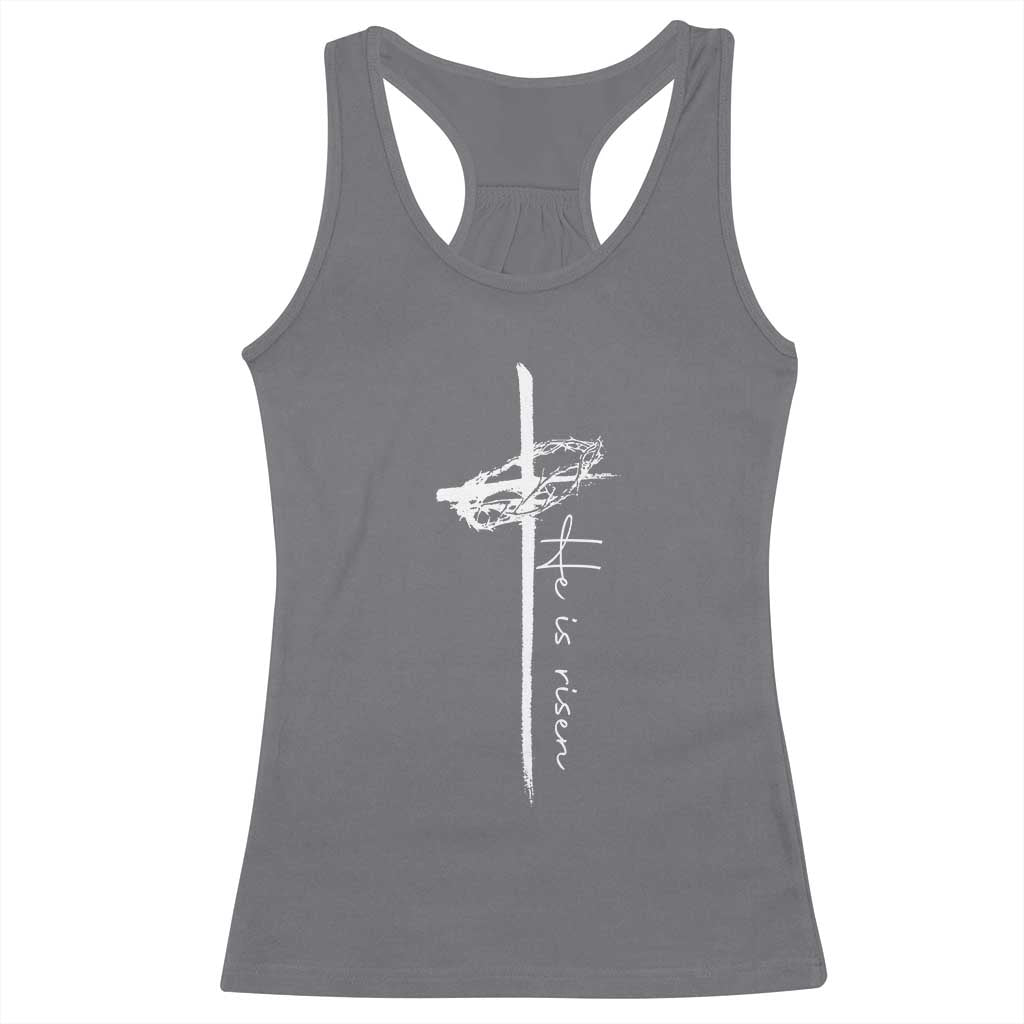 Easter Cross He Is Risen Jesus Christian Racerback Tank Top TS10 Charcoal Print Your Wear