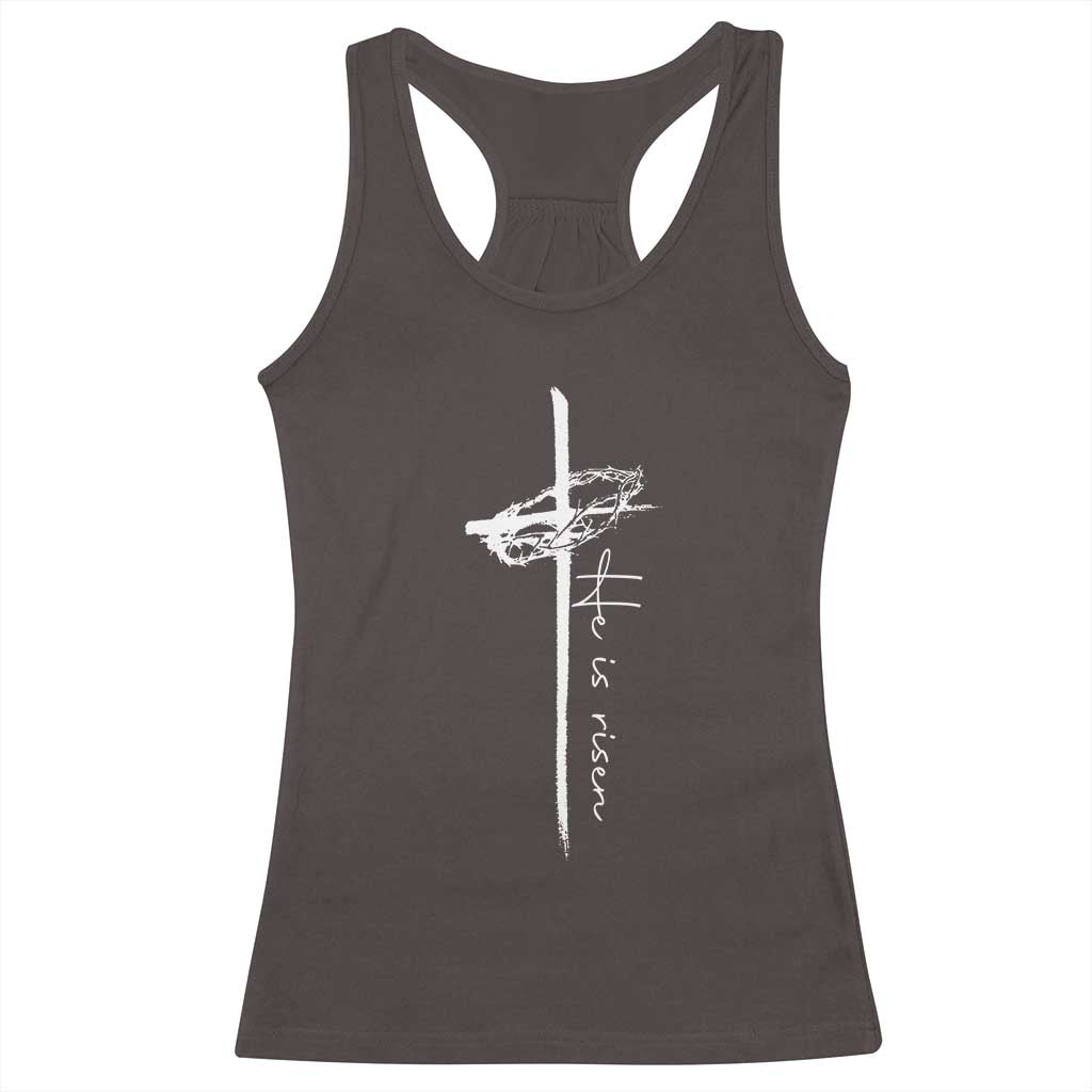 Easter Cross He Is Risen Jesus Christian Racerback Tank Top TS10 Dark Chocolate Print Your Wear