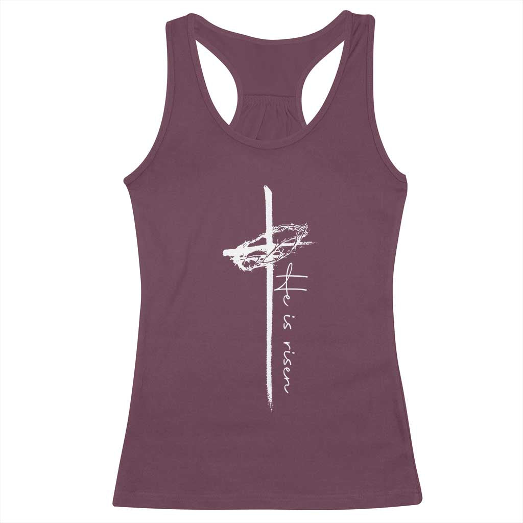 Easter Cross He Is Risen Jesus Christian Racerback Tank Top TS10 Maroon Print Your Wear