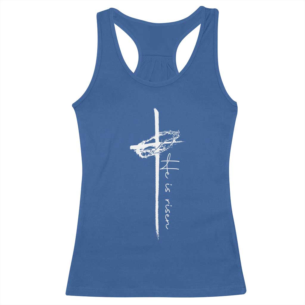 Easter Cross He Is Risen Jesus Christian Racerback Tank Top TS10 Royal Blue Print Your Wear
