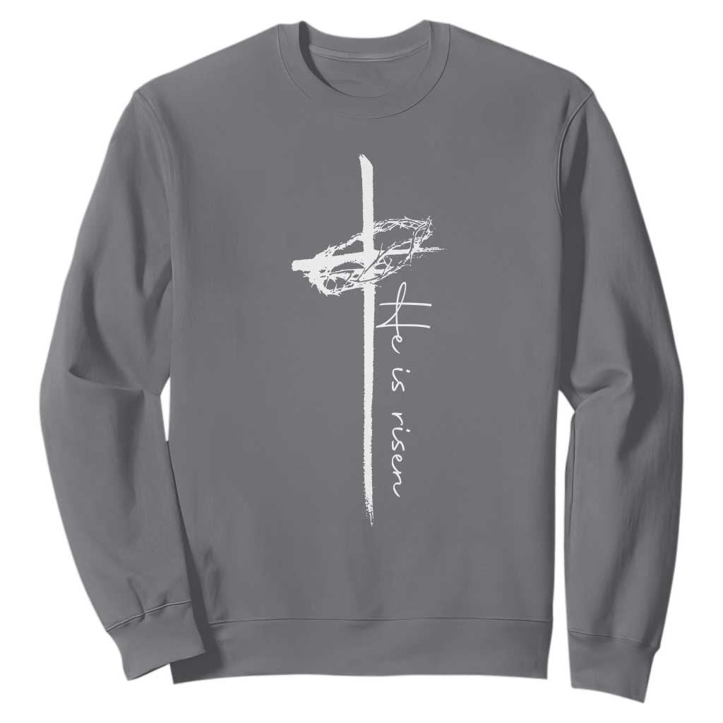 Easter Cross He Is Risen Jesus Christian Sweatshirt TS10 Charcoal Print Your Wear
