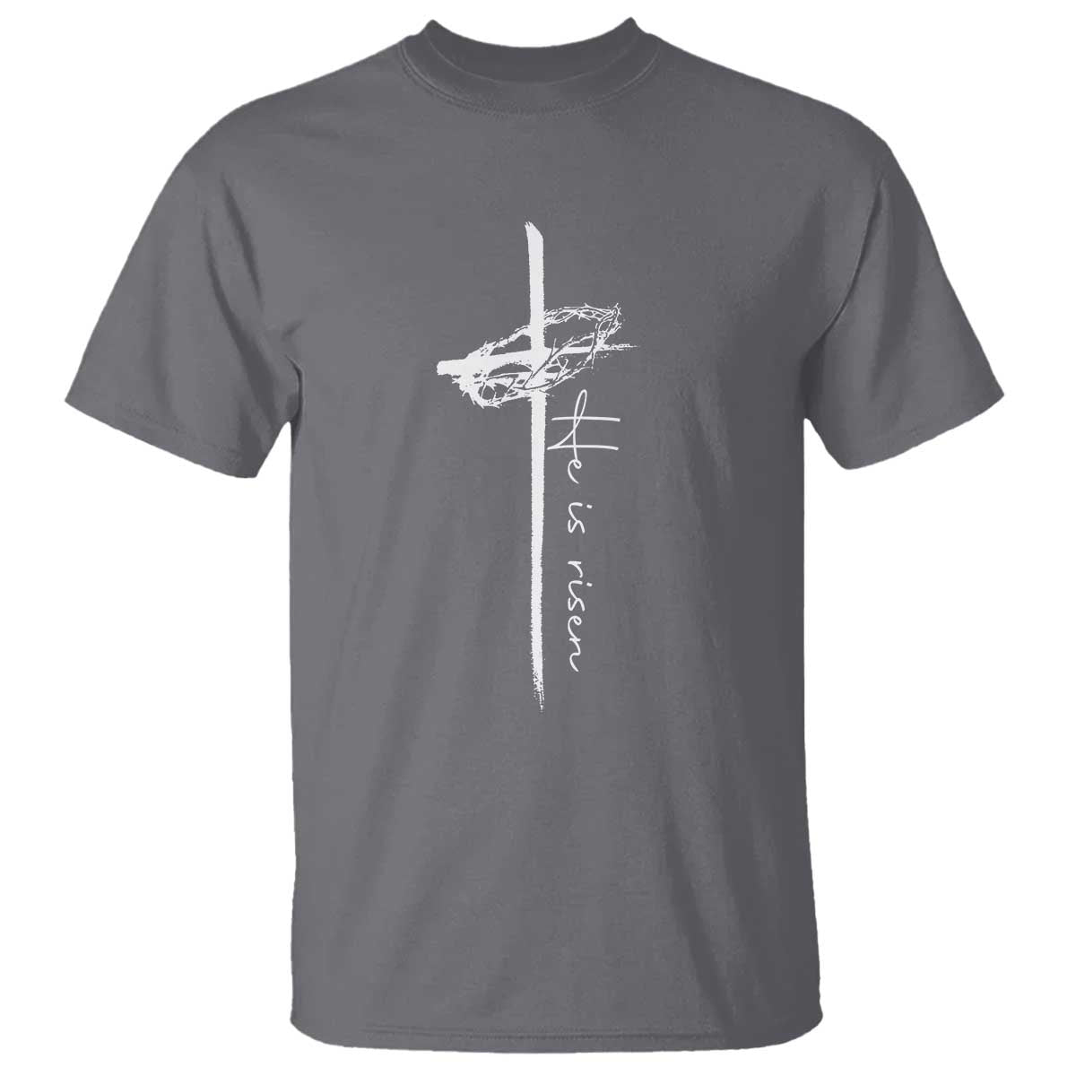 Easter Cross He Is Risen Jesus Christian T Shirt TS10 Charcoal Print Your Wear