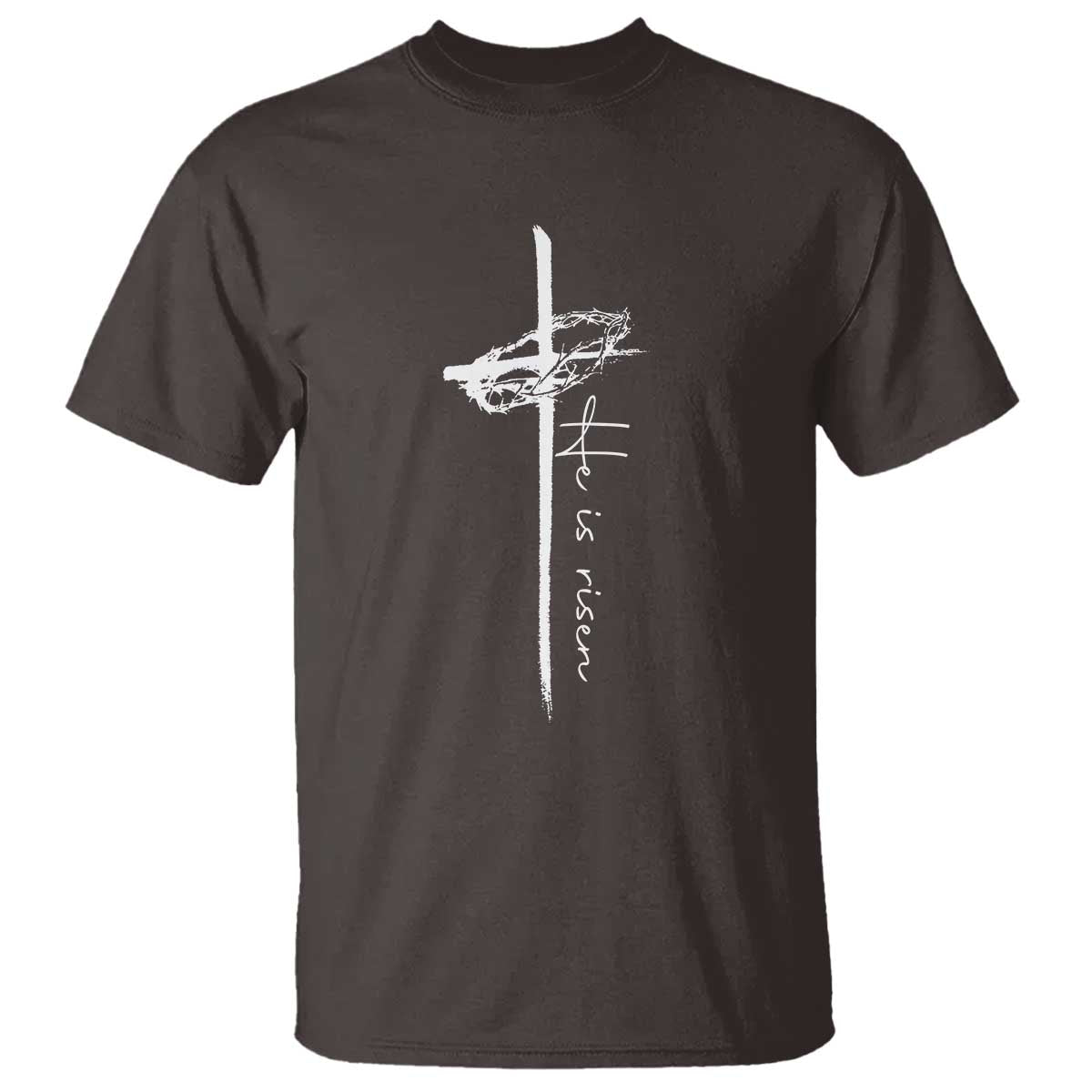 Easter Cross He Is Risen Jesus Christian T Shirt TS10 Dark Chocolate Print Your Wear